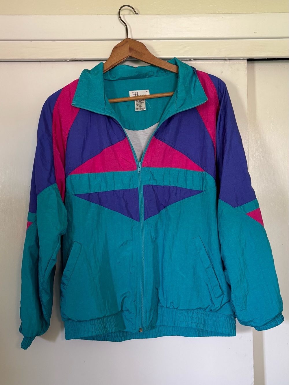 Vintage Bocoo Colorblock Windbreaker Jacket - Teal, Purple & Pink